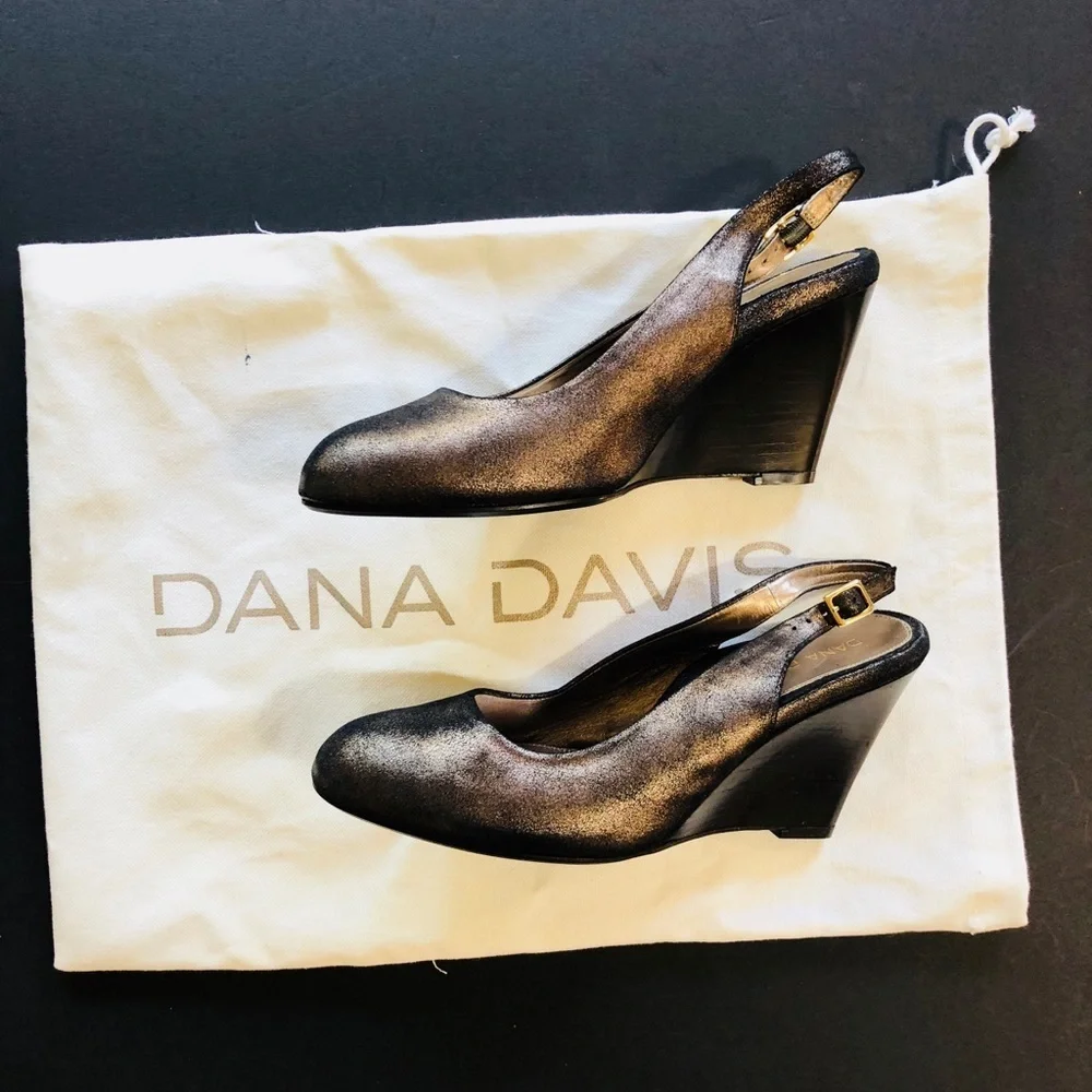 Dana Davis copper slingback wedges, Sz. 8
